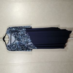 04190 Comfy navy & navy confetti asymmetrical hem dress M